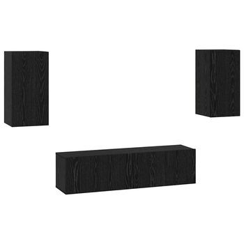 Conjunto De Mueble De Tv Roble Negro Madera De Ingeniería Vidaxl