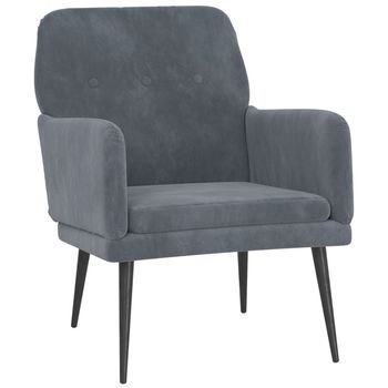 Sillón De Salón | Silla | Sillón De Terciopelo Gris Oscuro 62x79x79 Cm