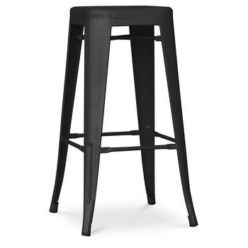 Taburete De Bar - Diseño Industrial - 76cm - New Edition- Stylix  Negro
