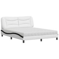 cama con colchon hvar cuero sintetico blanco y negro 160x200 cm vidaxl
