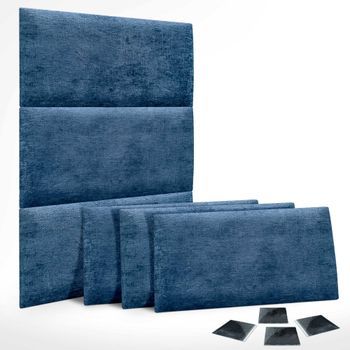 Dhome Juego De 6 Paneles Tapizados De Lana Ecológica Pack Autoadhesivos Para Pared Acústicos Absorbentes Protección (azul, 60x40cm, X6)