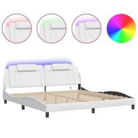 cama matrimonial  cama para adulto  estructura de cama viana con led sin colchon blanco 200x200 cm
