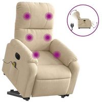sillon masaje electrico reclinable elevable tela crema