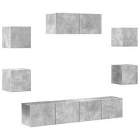 set de muebles de tv  mueble de salon  gabinete de tv 7 pzas madera contrachapada gris hormigon