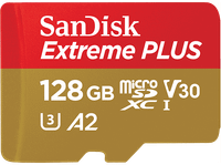 tarjeta micro sdxc - sandisk extreme plus 128 gb lectura hasta 200 mbs uhs-i u3 c10 a2 v30 multicolor