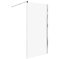 mampara de ducha de vidrio templado sin puerta plateado 100 x 190 cm ahaus