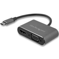 startech adaptador grafico usb-c a vgahdmi gris espacial