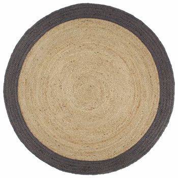 Alfombra Hecha A Mano De Yute Con Borde Gris Oscuro 240 Cm Vidaxl