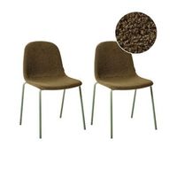 conjunto de 2 sillas de conferencia tapiceria de boucle patas de hierro apilables muebles de oficina verde loma
