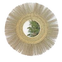 espejo decorativo de esparto con flecos 60 cm