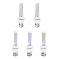 aigostar - pack de 5 bombillas led b5 t3 2u 8w casquillo gordo e27 luz calida 3000k clase de eficiencia energetica a5pcs