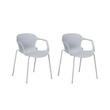 Conjunto De 2 Sillas De Comedor Gris Con Patas De Metal Estilo Moderno Industrial Elbert