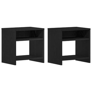 Pack 2 Uds Mesillas De Noche | Mesita De Noche Roble Negro 40x30x40 Cm