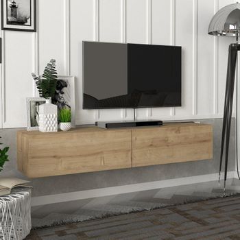 Mueble Tv Suspendido Toivakka Aglomerado 135x31x25 Cm - Roble [en.casa]
