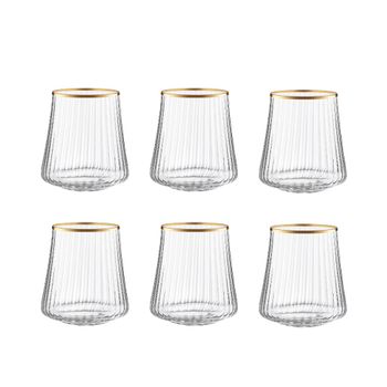 Vasos de agua con borde dorado 350ml - pack de 6