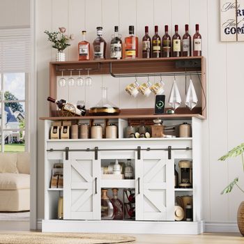 Aparador - Mueble Para Cocina Y Salón - Mdf - Blanco Y Natural (120x40x130cm)
