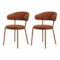 conjunto de 2 sillas de comedor naranja oscuro acolchadas en tela