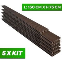 kaido - juego de 5 lamas para suelo exterior 150x75 cm para jardin patio terraza en wpc teak