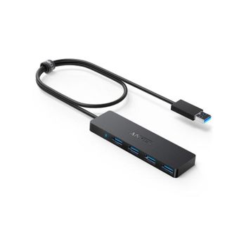 Hub Anker 4 puertos 5 Gbps USB 3.2 Gen 1 A7516016 cable redondo negro