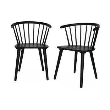 Silla De Bar De Madera, Set De 2, Negro