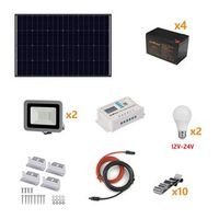 kit fotovoltaico autonomo 160w - kit con panel solar controlador de carga proyector y accesorios de instalacion