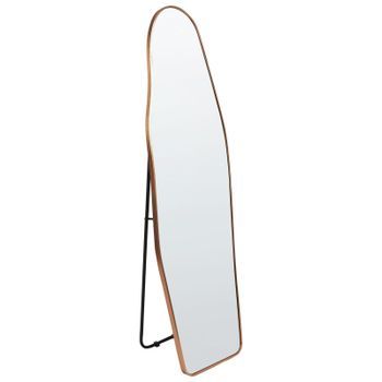 Espejo De Pie 48 X 160 Cm Marco De Aluminio Forma Irregular Soporte Completo Dorado Larche