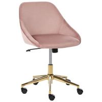 silla de oficina de terciopelo elegante funcion giratoria ajustable patas de metal rosa bardsdale