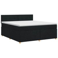 cama tapizada 202x182x88 cm tejido - negro