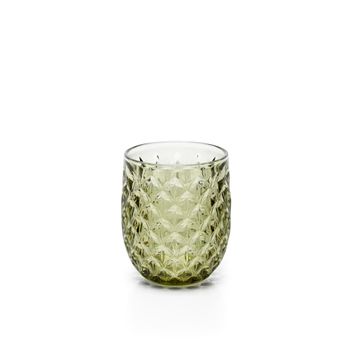 Vaso de vidrio en verde oliva 8,5x8,5x10 cm