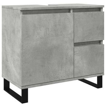 Armario De Lavabo | Mueble De Lavabo Madera Ingeniería Gris Hormigón 65x33x60 Cm