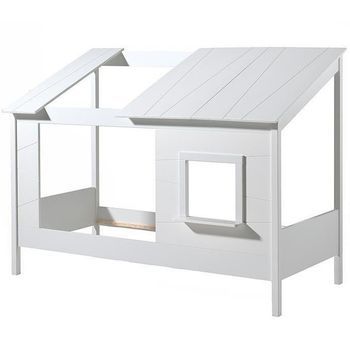 Cama Cabina 90x200 Cm Pino Macizo Blanco Con Ventana Parade