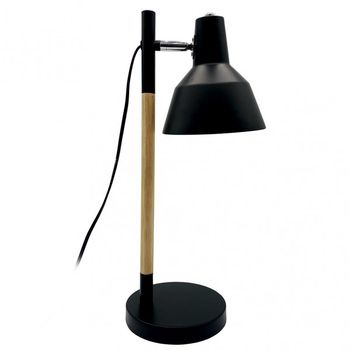 FABRILAMP Flexo articulable y orientable 350º, tamaño 50x17x23 cm, color negro y haya, ideal para iluminación de escritorio y lectura.