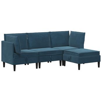Juego De Muebles De Salón 4 Uds. Azul Terciopelo Vidaxl