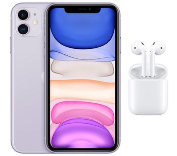 APPLE iPhone 11 & AirPods with Charging Case (2nd generation) Bundle - 128 GB, Purple, Purple