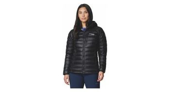 Chaqueta de plumon con capucha columbia arctic crest para mujer negro