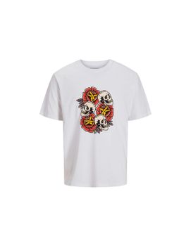 Camiseta Jack & Jones Joranatomy Skull Ss Crew Neck Sn Niño Bright White