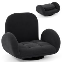 costway silla de piso giratoria con esponja silla de juego plegable con respaldo y reposabrazos ajustables sillon sofa perezoso reclinable negro