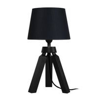 lampara de mesa madera noir pantalla tela negro