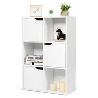 costway armario de 6 cubos y puertas para casa oficina y libreria con 3 niveles para libros juguetes y decoraciones blanco 60 x 29 x 895 cm