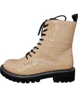 de stay bota tipo militar en charol blanco