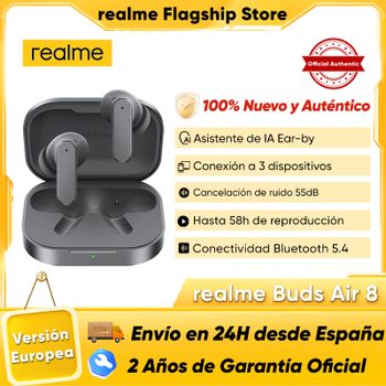 realme Buds Air 8 nuevos auriculares Bluetooth con asistente de IA, 55 dB y 58 horas de autonomía para realme 16 Pro Plus, realme GT y 8 Pro