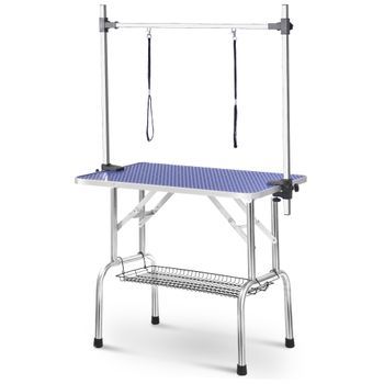 Mesa De Peluquería - Cuidado De Mascotas - Acero Inoxidable - Azul (117x61x76cm)
