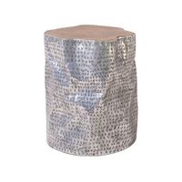 mesa auxiliar decorativa de madera de teca plata y aluminio gordon