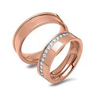 alianzas de boda chapadas en oro rosa con circonitas