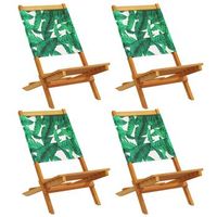 pack 4 uds sillas de jardin  silla de exterior  sillon reclinables madera maciza y tela verde