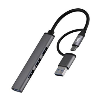 Hub TnB 4 puertos 5 Gbps HUBSLIM4 USB-A y USB-C ultradelgado aluminio