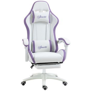 Silla Gaming Blanca Ergonómica 921-618v02wt Reclinable 135º Con Reposapiés Y Soporte Lumbar