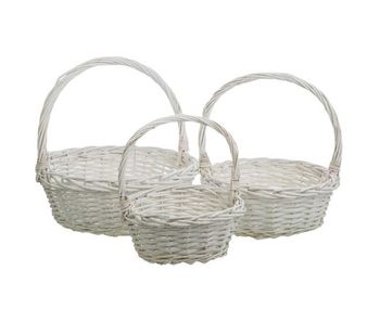 Set 3 cestas de mimbre blancos forrados