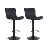 set de 2 taburetes de bar regulable en terciopelo negro