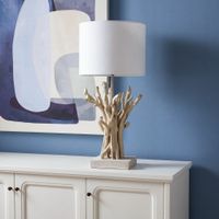 lampara de mesa efecto madera flotante alt 48 cm